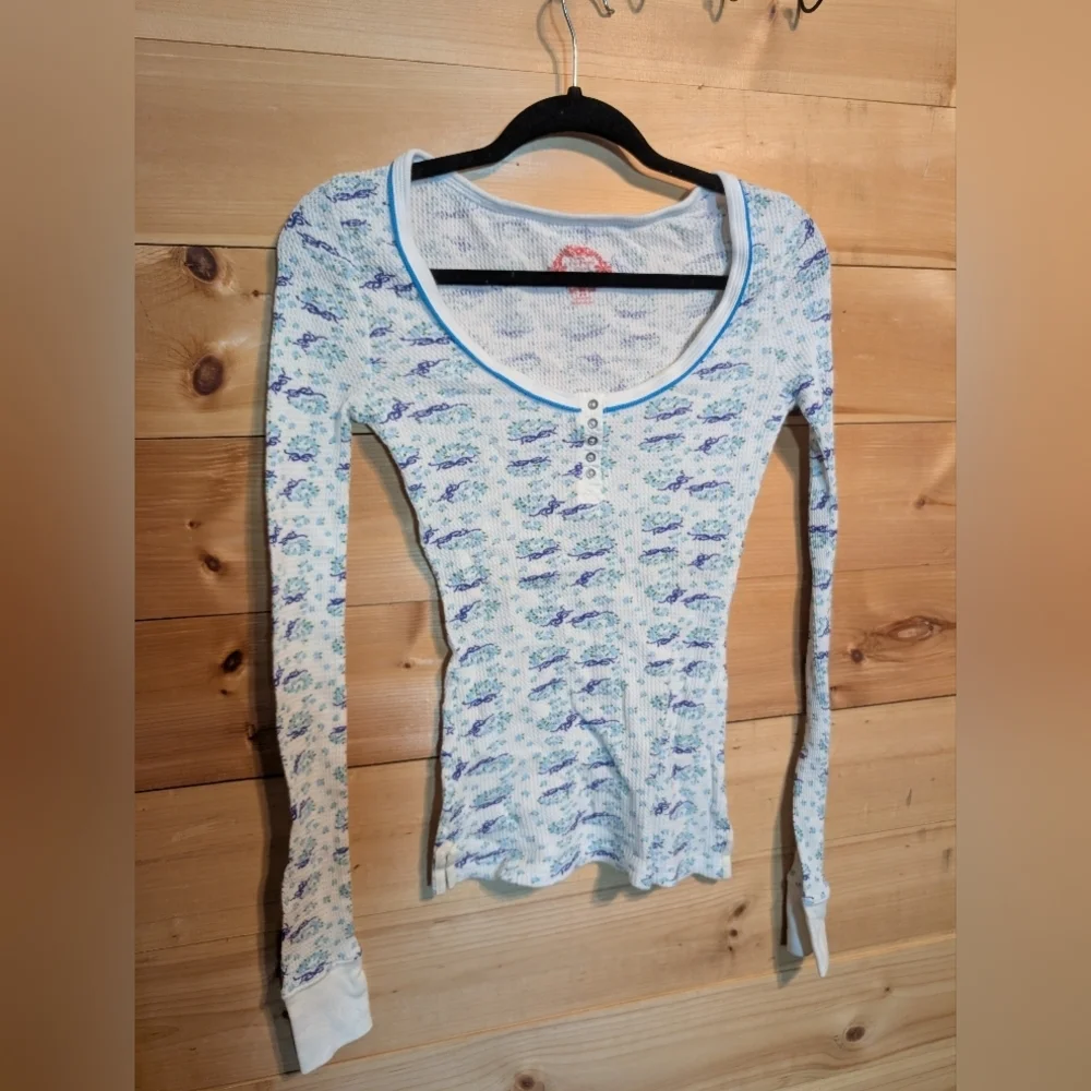 Free People Multicolor Thermal Long Sleeve Top